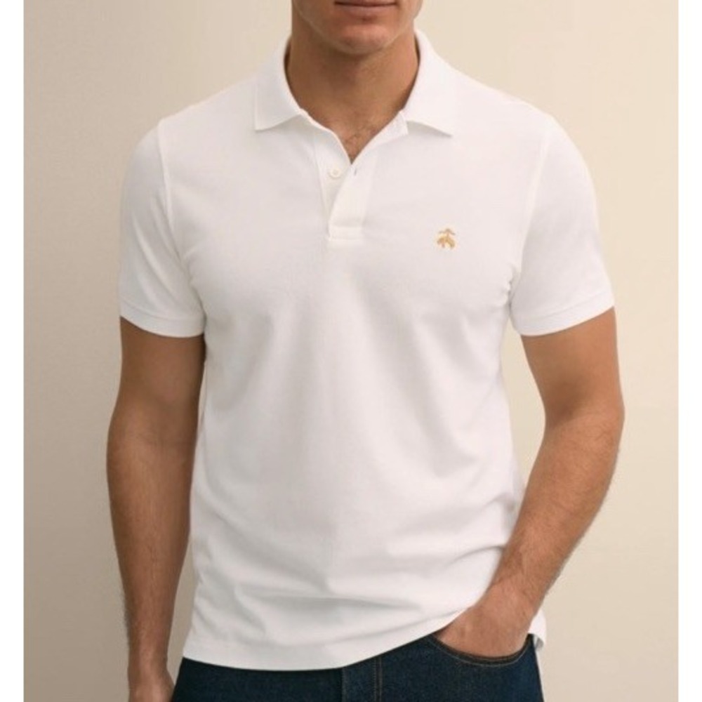 Brooks Brothers 1818 Men Short Sleeves Polo White Original Fit Size Medium